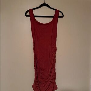 SHEIN Burnt Orange Sleeveless Ruched Bodycon Dress